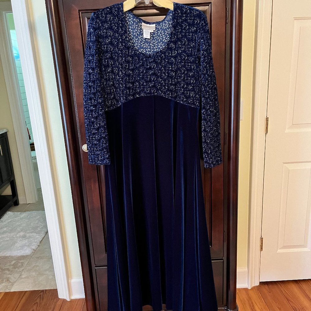 Coldwater Creek Navy/Silver Velvet Gown